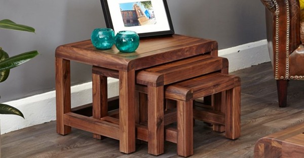 Walnut/ Dark Wood Nest of Table